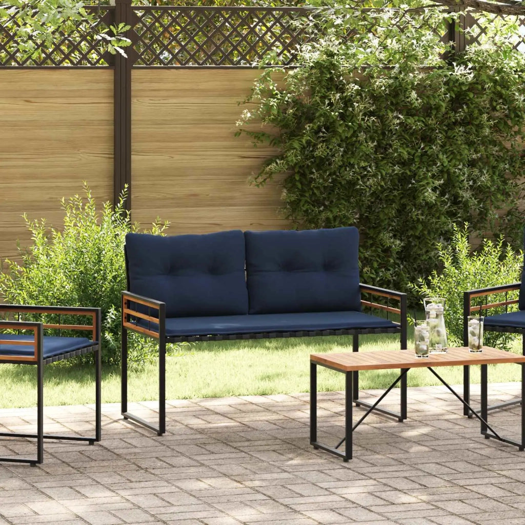 Panchetta in Legno a Strati con cuscino Navy 114 x 55 x 77 cm 42026939