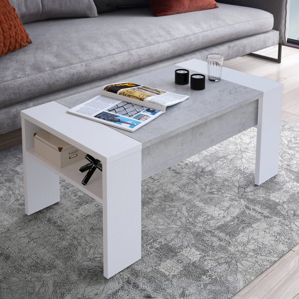 Corallo, Tavolino da Salotto un Vano, 98x50x43h cm Bianco