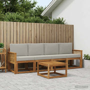 Set di divani da esterno 5 pcs Naturale e Grigio Chiaro 3384977