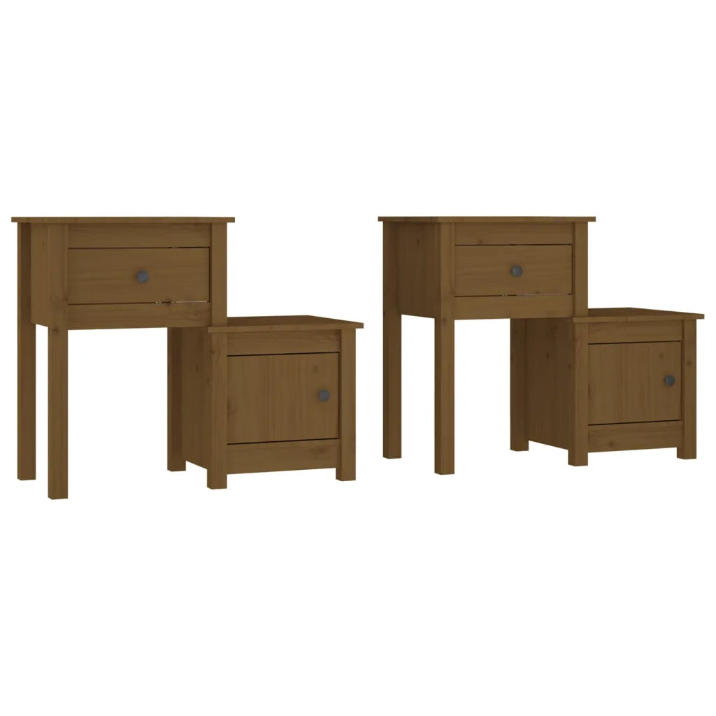 Comodini 2 pz-Set di 2 Tavolino da notte ambra 79,5x38x65,5 cm in Legno Massello di Pino