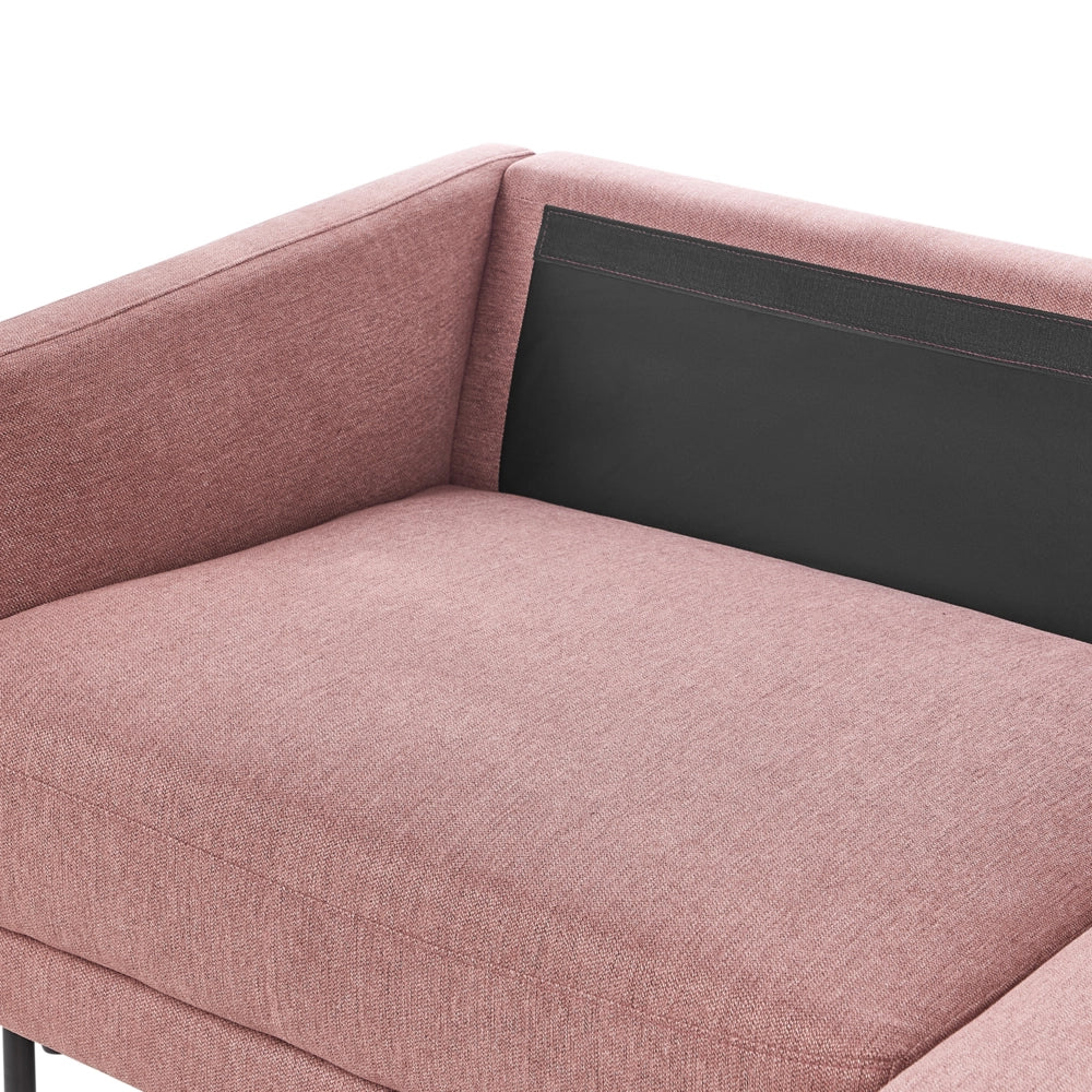Divano angolare sinistro in poliestere rosa scuro 192 x 155 Divano a 2 posti imbottito con gambe in metallo, tessuto e schienale imbottito, moderno e minimalista