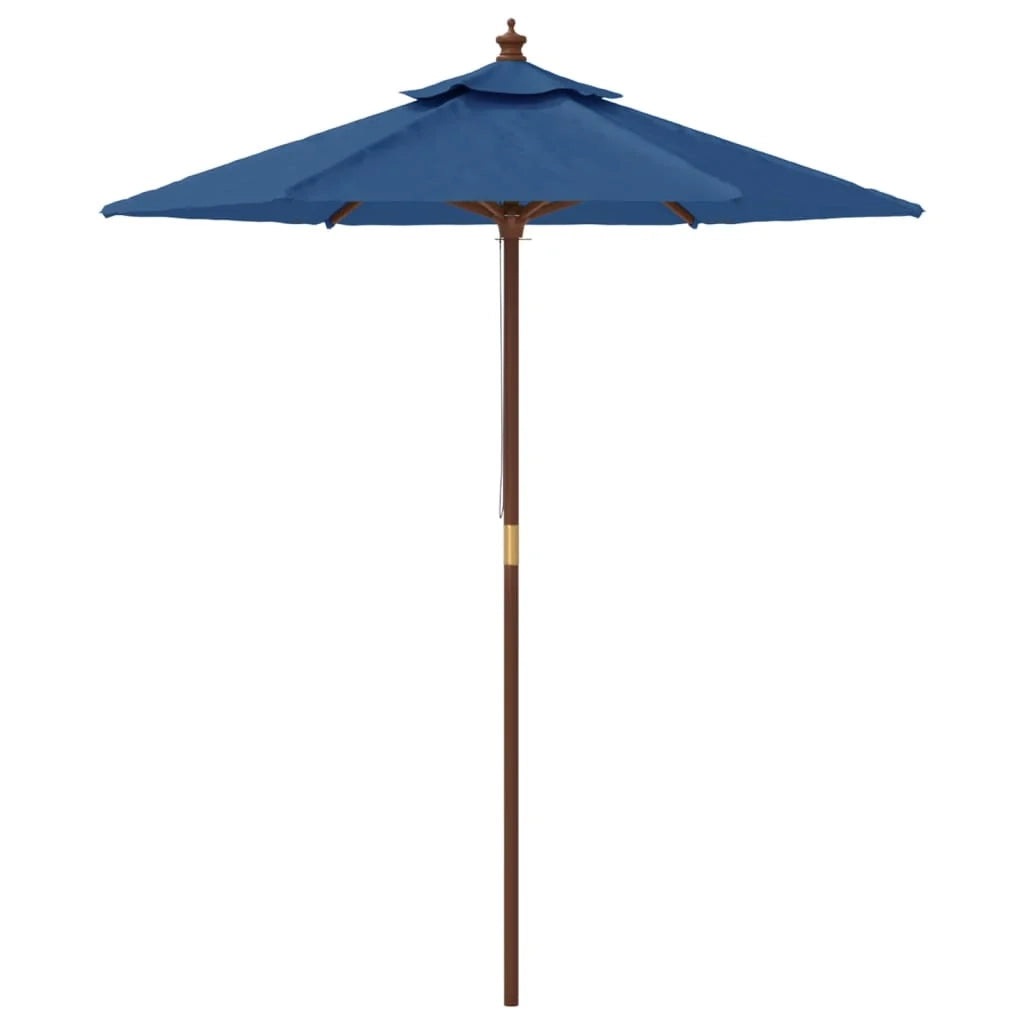 Ombrellone da giardino con palo in legno 196 x 231 cm blu 02_0008337