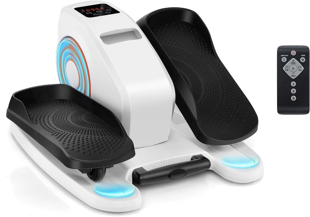 Mini Ellittica Elettrica, Pedalatore Ellittico con Schermo e Telecomando, Pedalatore Elettrico con 5 Velocità e 3 Modalità, Bicicletta Ellittica Sotto la Scrivania