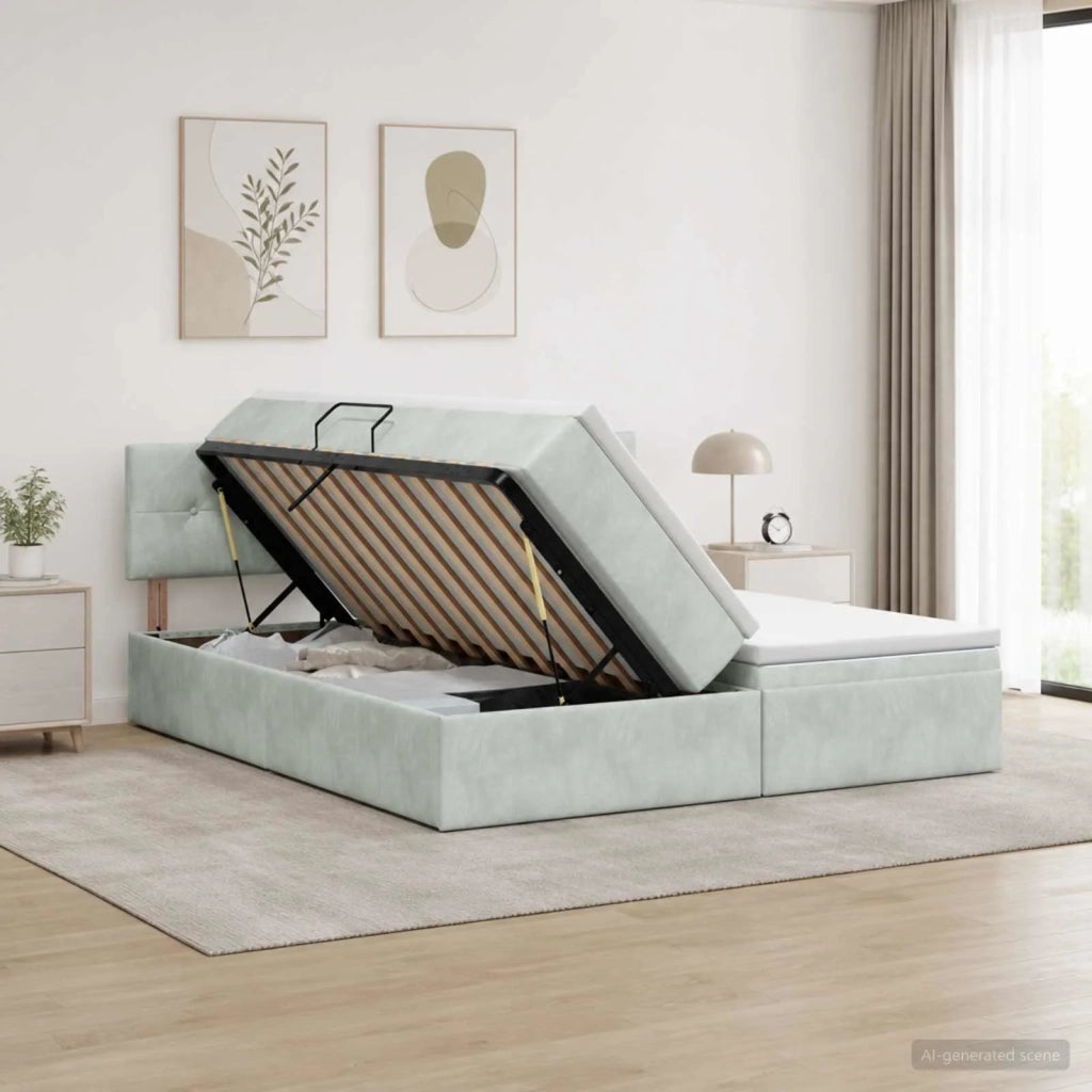 Letto con contenitore LED e materasso Grigio Chiaro 3459390