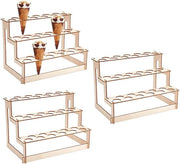 Display per gelati con 33 fori a 3 livelli - Sostituto di display a forma di cono in legno - Sostegno per sushi a mano - Set da 3 - Sostegno per cupcake per compleanni, matrimoni, Natale, Thanksgiving
