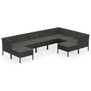 Mobili da giardino mobili da esterno Set di mobili da 9 pezzi con cuscini in resina intrecciata nera 02_0018162