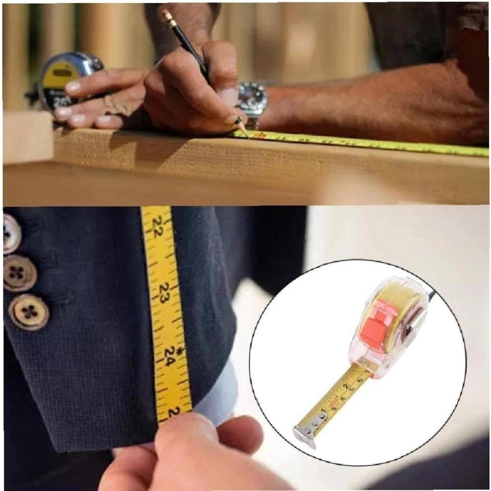 Trade Shop - Metro In Metallo Flessometro Da 10mt Flessibile Con Blocco Retrattile Gancio -