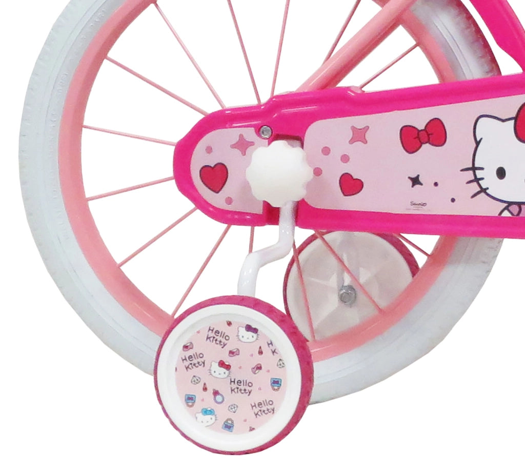 Bicicletta per Bambine 16" Hello Kitty Freni Caliper e Stabilizzatori in Acciaio Hi-Ten Rosa