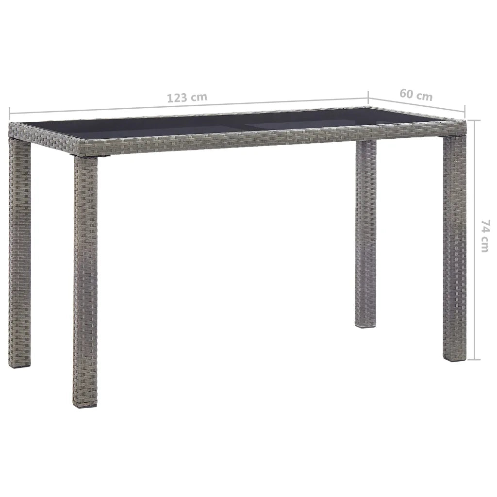Tavolo da Giardino Antracite 123x60x74 cm in Polyrattan cod mxl 61187