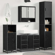 Set di mobili per il bagno 4 pcs Rovere Nero Legno multistrato
