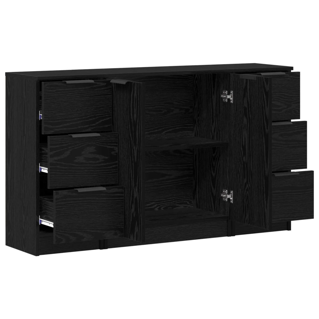 Credenza con cassetto 3 pcs Rovere Nero Legno multistrato 3332544
