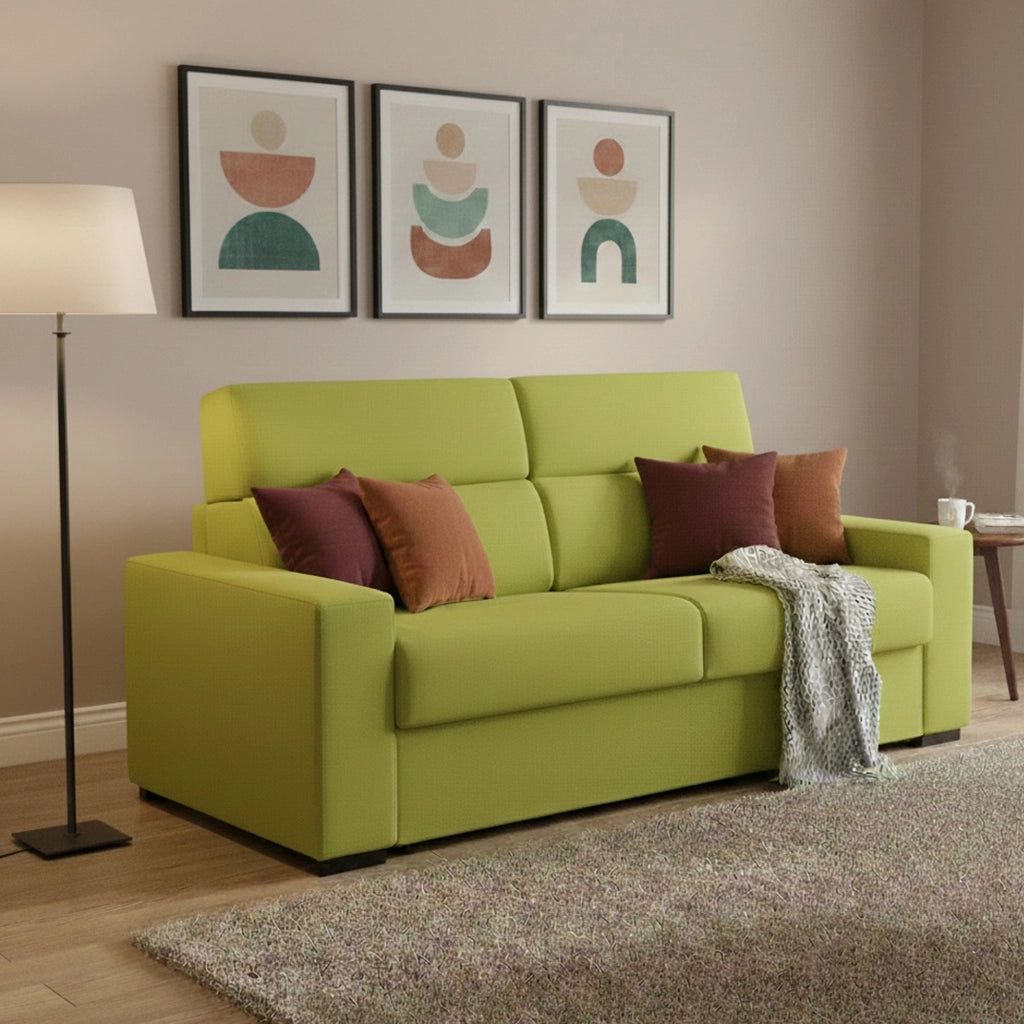Casabona, Divano Letto 2 Posti Sfoderabile Made in Italy, 180x95 cm Verde