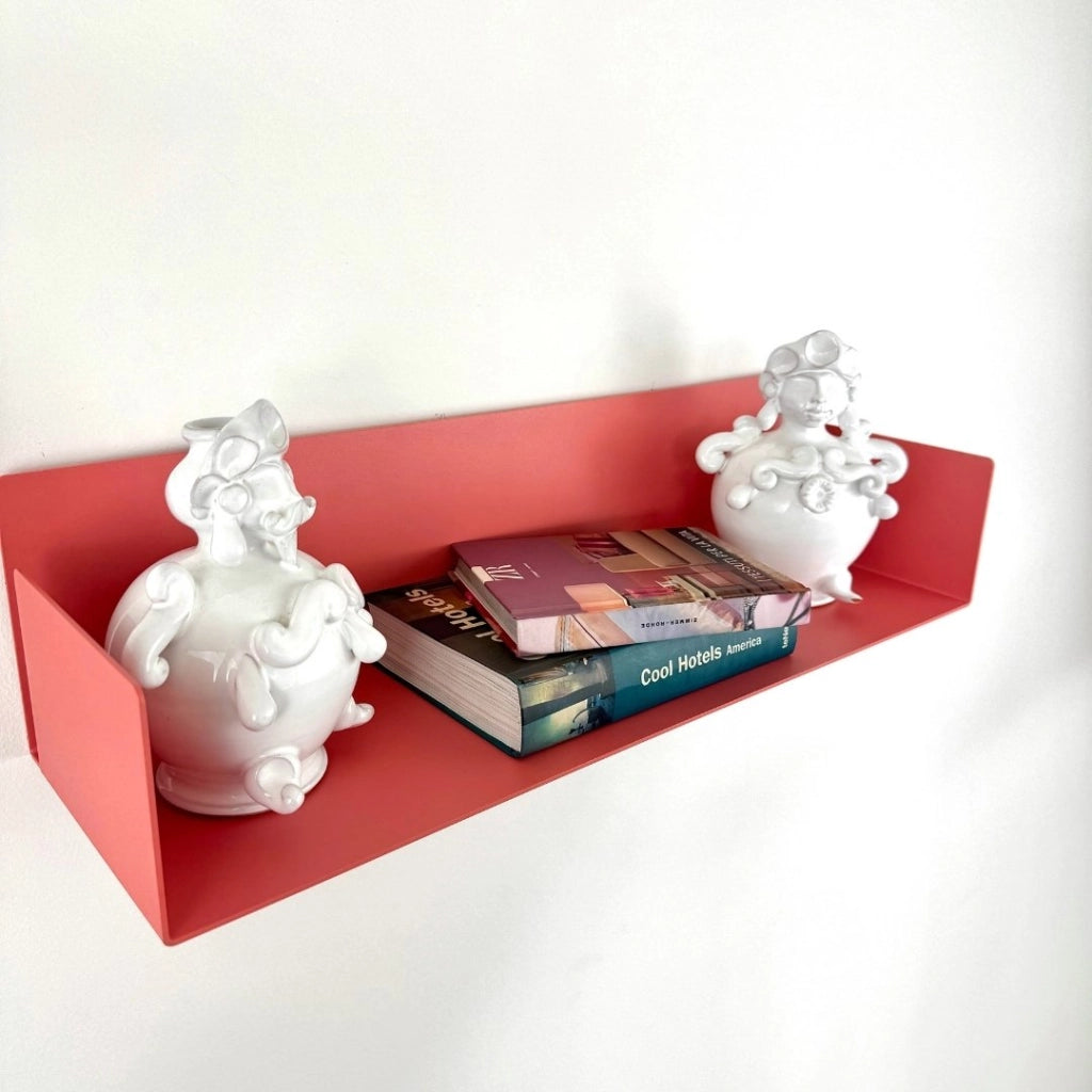 ZOI LINE180 Mensola 50 cm in Acciaio Verniciato 1,5 mm con Schiena 12 cm – Ripiano da Parete Moderno per Cucina, Bagno, Ingresso e Soggiorno Colore Mensole: Rosso Mattone