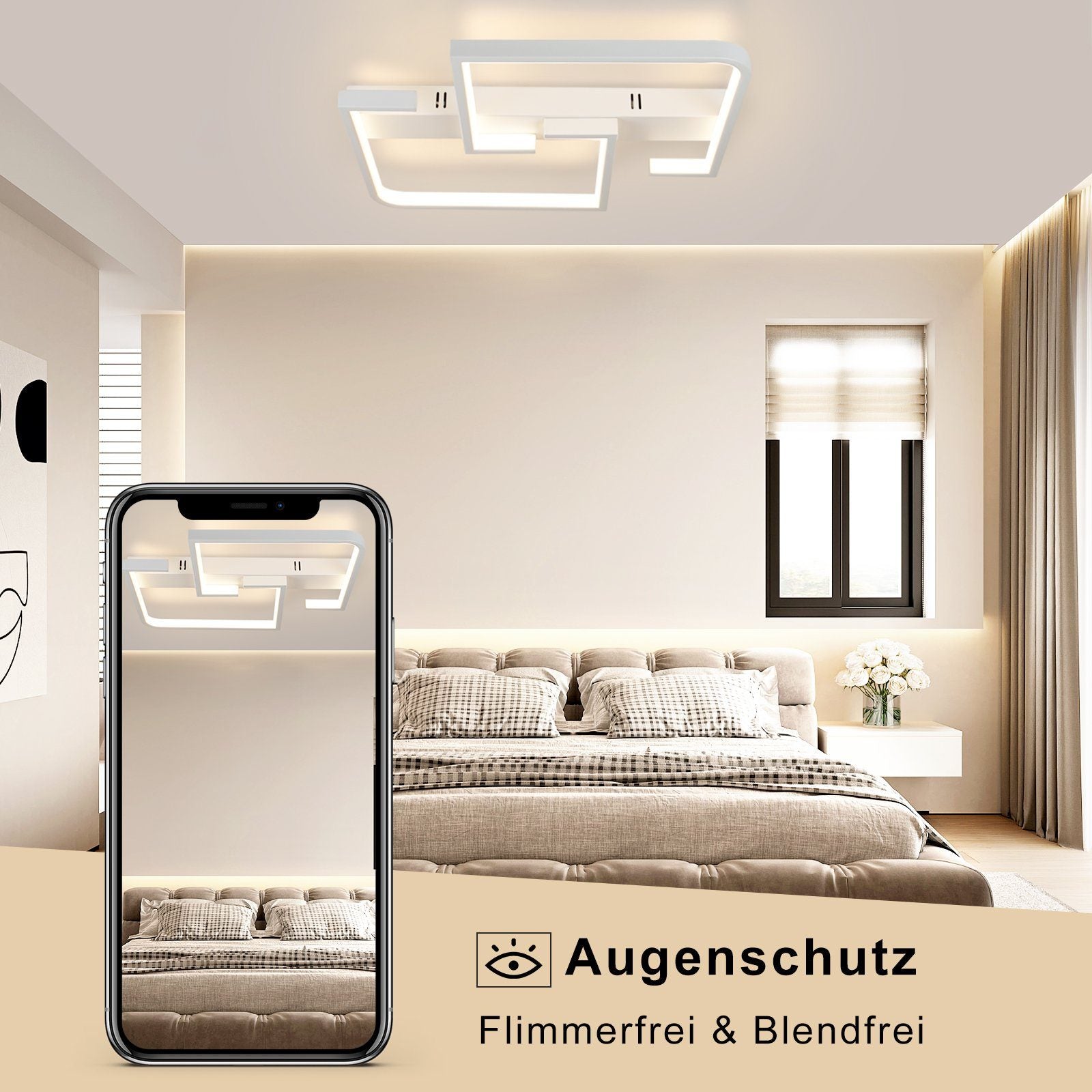 ZMH Lampada da soffitto a LED dimmerabile con telecomando - Illuminazione interna di design da 46 W