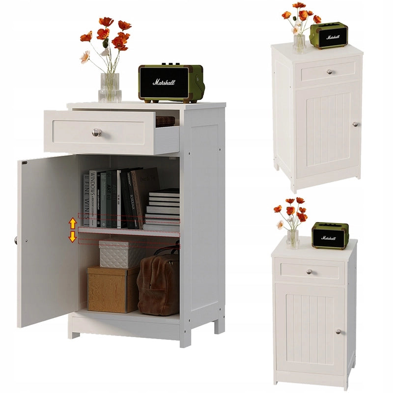 Comò bianco per ufficio, soggiorno, scaffale, mobile con ante e cassetto in stile loft, 76 cm
