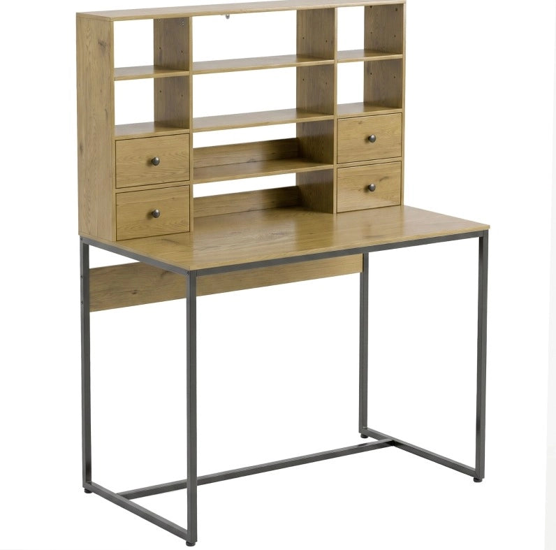 Scrivania per computer 105 cm naturale – 4 cassetti e ripiani