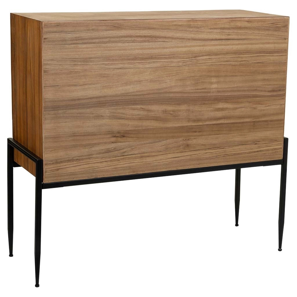 Credenza in legno e metallo marrone 110x40x99h cm
