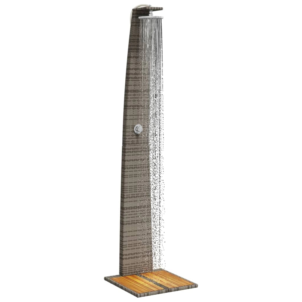 Doccia da esterno 55 x 60 x 224 cm resina intrecciata legno di acacia grigio 02_0042019