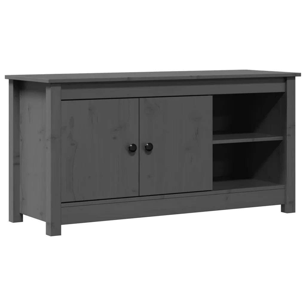 Mobile Porta TV Grigio 103x36,5x52 cm in Legno Massello di Pino