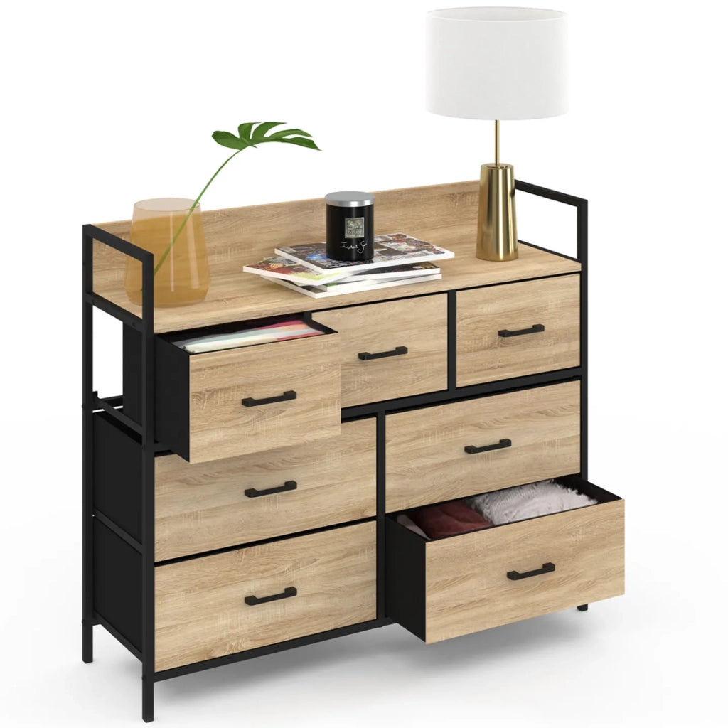 IDMarket - Baúl de tela de 7 cajones UTAH 100 cm mueble de almacenamiento de diseño industrial