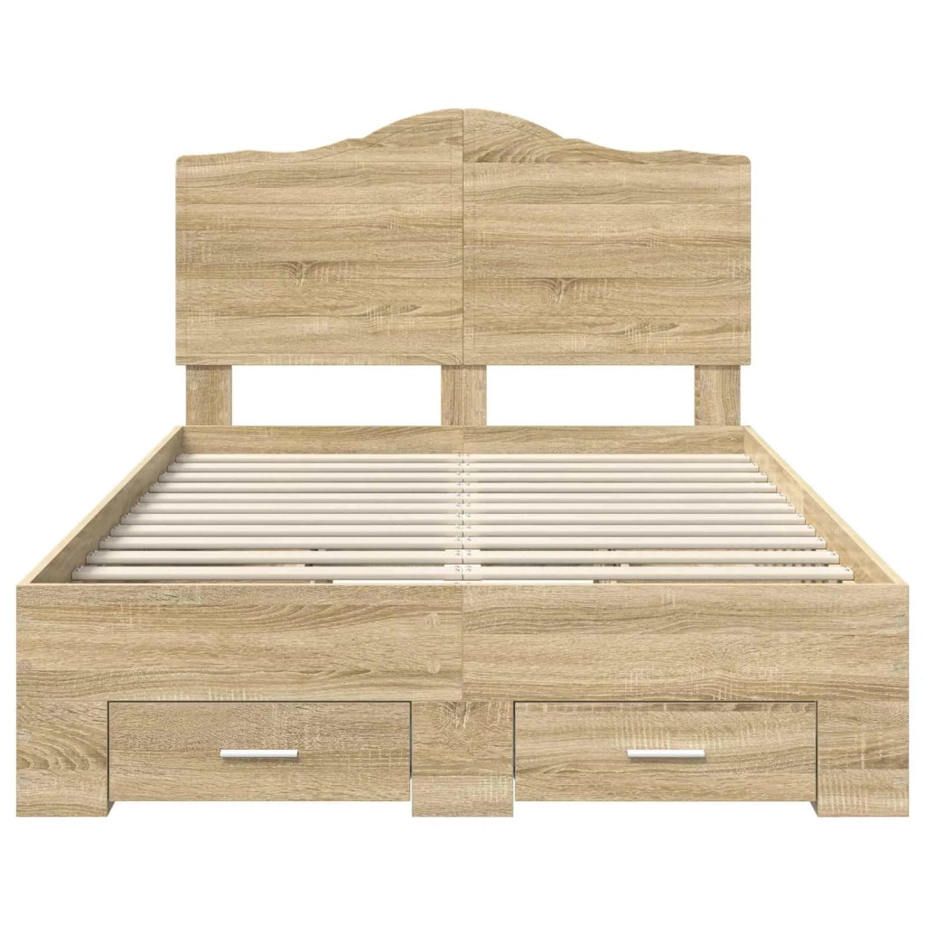 Struttura del letto con testiera Rovere Sonoma 135 x 190 cm 3413614