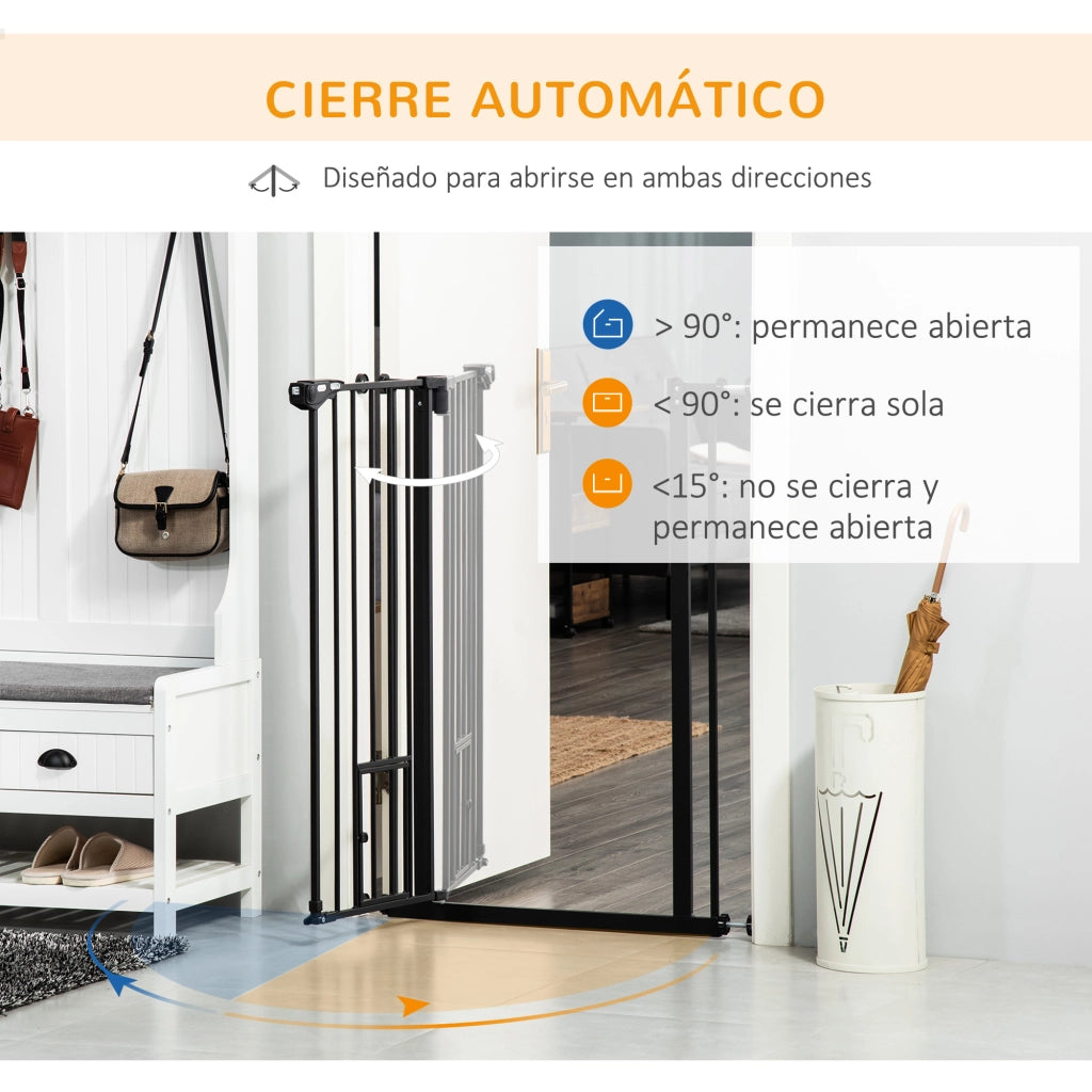 Barriera di Sicurezza per Bambini con Porta ¨C zephmum ¨C Nero 74-101x104,1 cm