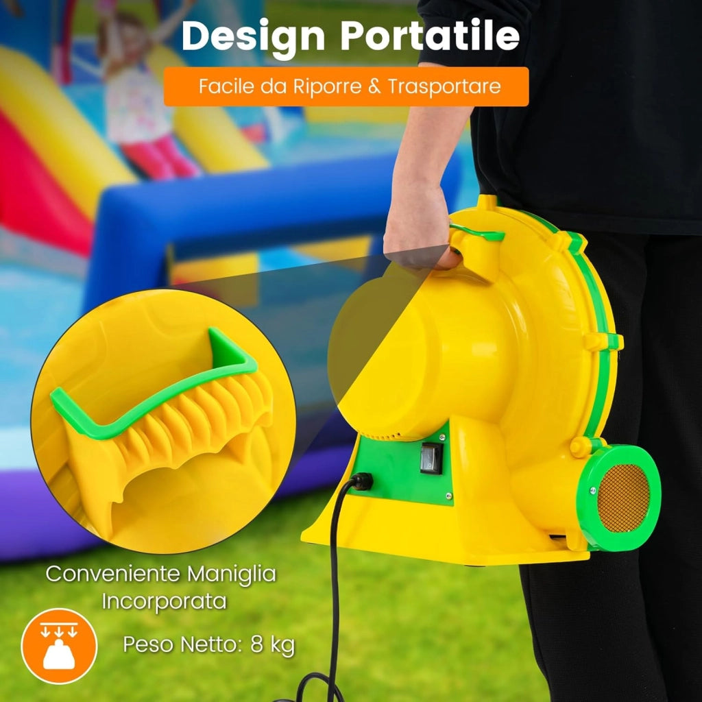 Ventilatore di Aria del Castello Gonfiabile, Soffiatore per Giochi Gonfiabili con Cavo di Alimentazione, per Castello Gonfiabile, Scivolo Acquatico e Giochi Gonfiabili (950W)