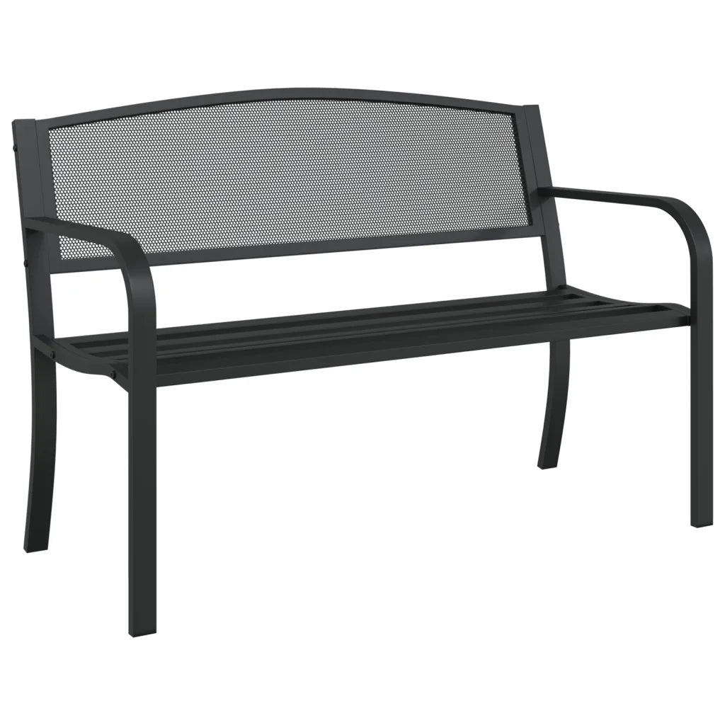 Panchina da Giardino | Panca da Giardino 119 cm Nera in Acciaio