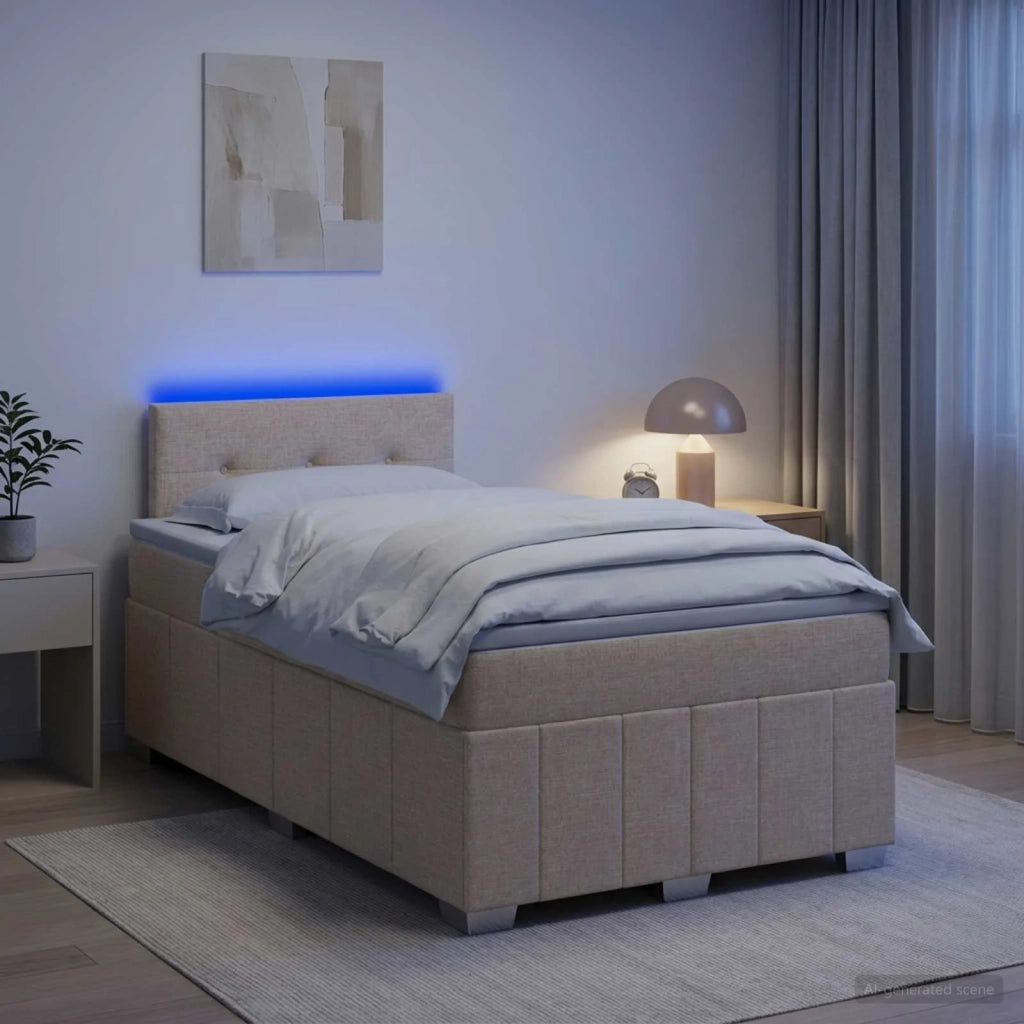 Letto box spring con materasso Crema 120 x 190 cm Tessuto 3452633