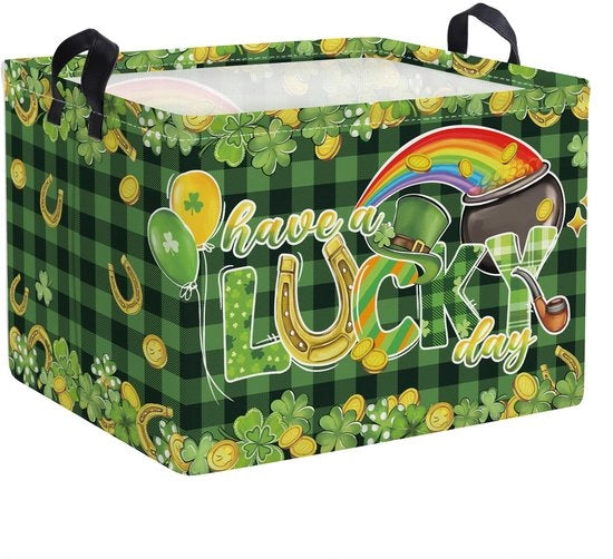 Cassa di Stoccaggio 36L con Maniglione, con Disegno di Arcobaleno e Monete d'Oro, per Abbigliamento e Accessori da Gioco