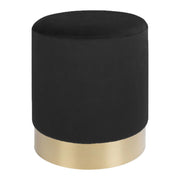 Pouf Gamby in velluto nero con base ottone, ø34×43 cm