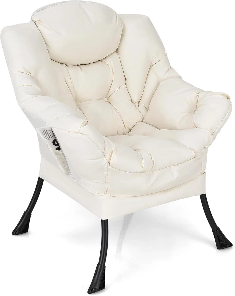 Poltrona da salotto scandinava, divano Relax confortevole, bracciolo, tasca laterale, 4 piedi in acciaio, sedia relax per soggiorno, ufficio, camera da letto, 75 x 81 x 94,5 cm, grigio (caffè)