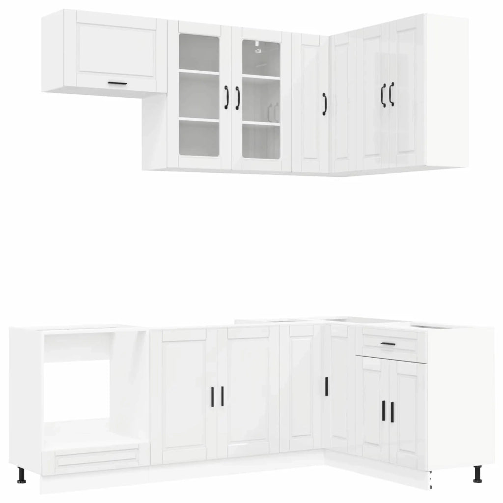 Unità Cucina PORTO 8 pcs Bianco Lucido Legno ingegnerizzato 3438491