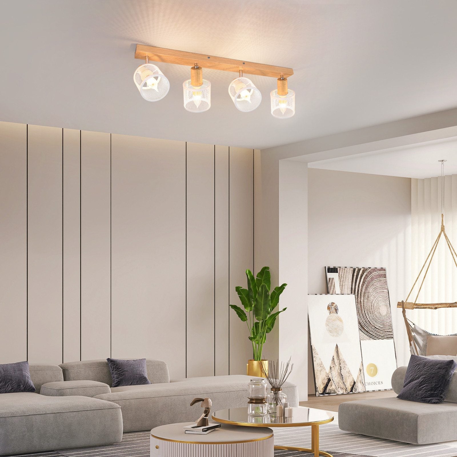 ZMH Faretto da soffitto a 4 luci E14 Bianco Moderno Lampada da soggiorno Max.25w