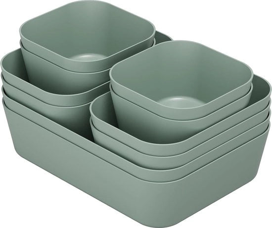 Organizzatore per la scrivania, 10 pezzi, 3 dimensioni, organizzatore per la scrivania del trucco, sistema di organizzazione, antiscivolo, per il trucco, ufficio, bagno, bagno e cucina