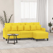 Divano a 3 Posti con Poggiapiedi Giallo Chiaro 180cm in Tessutocod mxl 94983