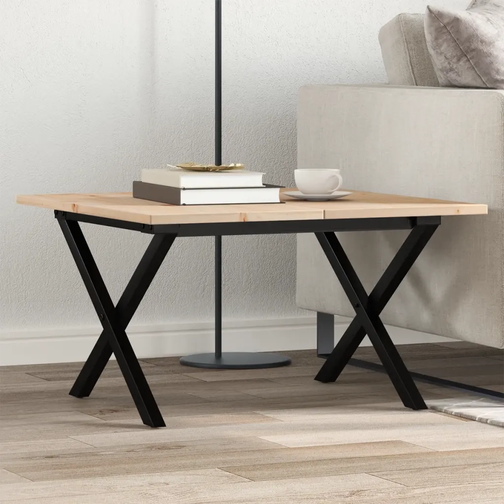 vidaXL Tavolino da Salotto Telaio a X 60x60x40 cm Legno Pino e Acciaio