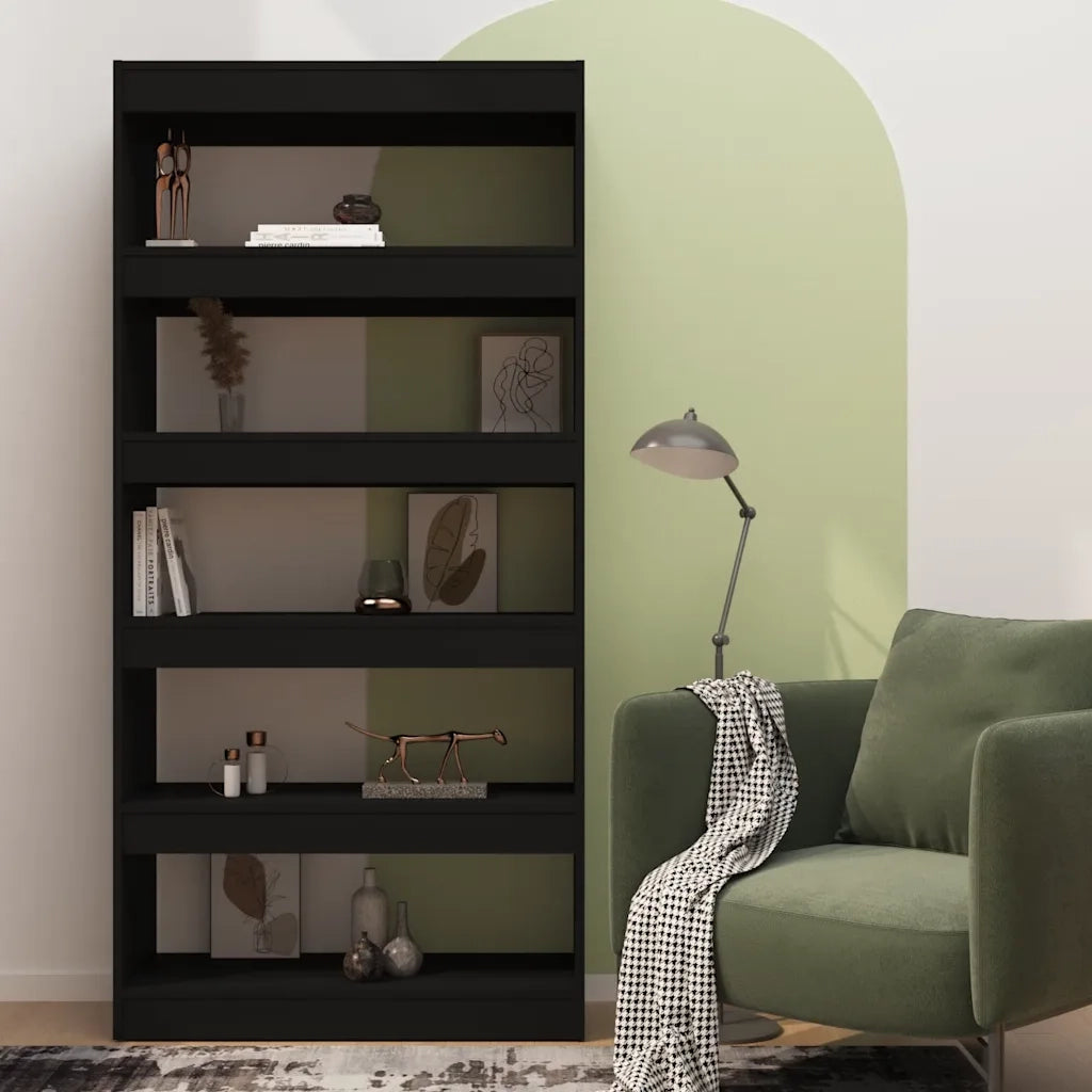 Libreria/Divisorio Nero 80x30x166 cm in Truciolato