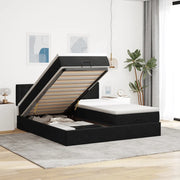 Struttura Letto Pouf con Materassi Nero 160x200 cm in Velluto 3312955