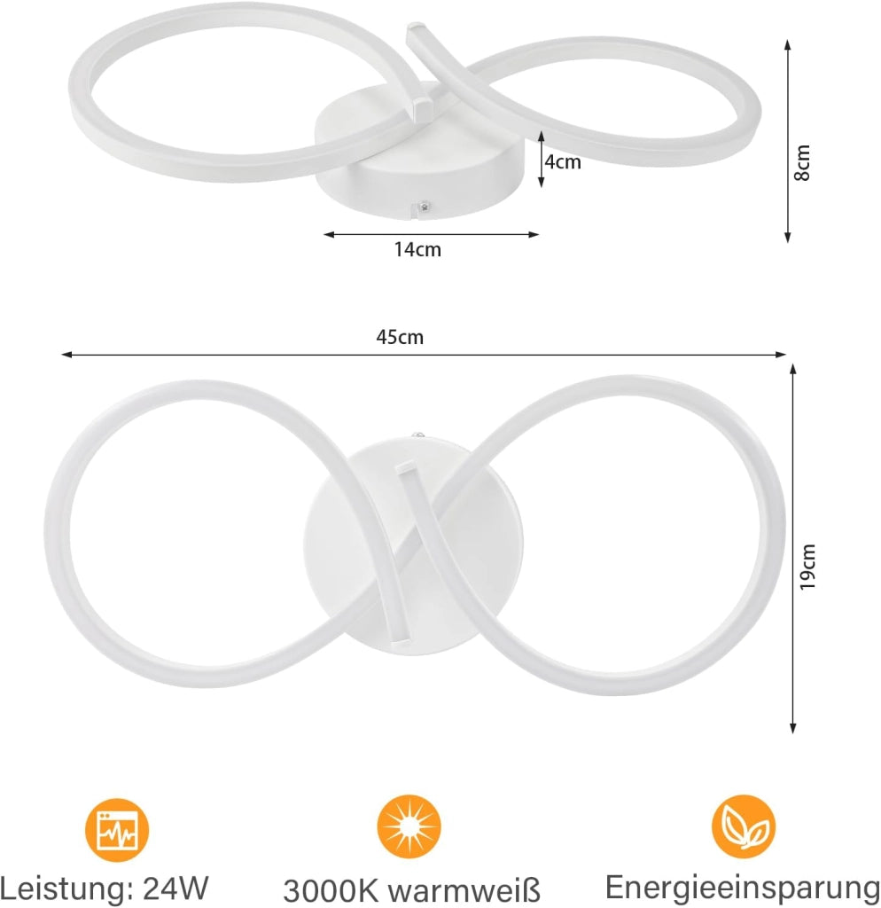 ZMH Lampada da soffitto plafoniera LED moderna bianca 24W 8 forme per soggiorno corridoio