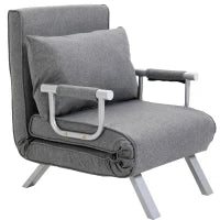 Poltrona Relax Sedia da Letto, Funzione Letto, Ospite, 65 cm x 69 cm x 80 cm, Grigio