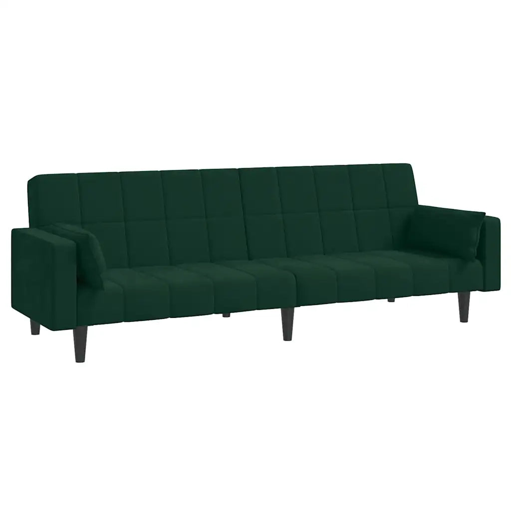 Divano letto | Sof¨¤ letto | Letto singolo a 2 Posti con 2 Cuscini Verde Scuro in Velluto
