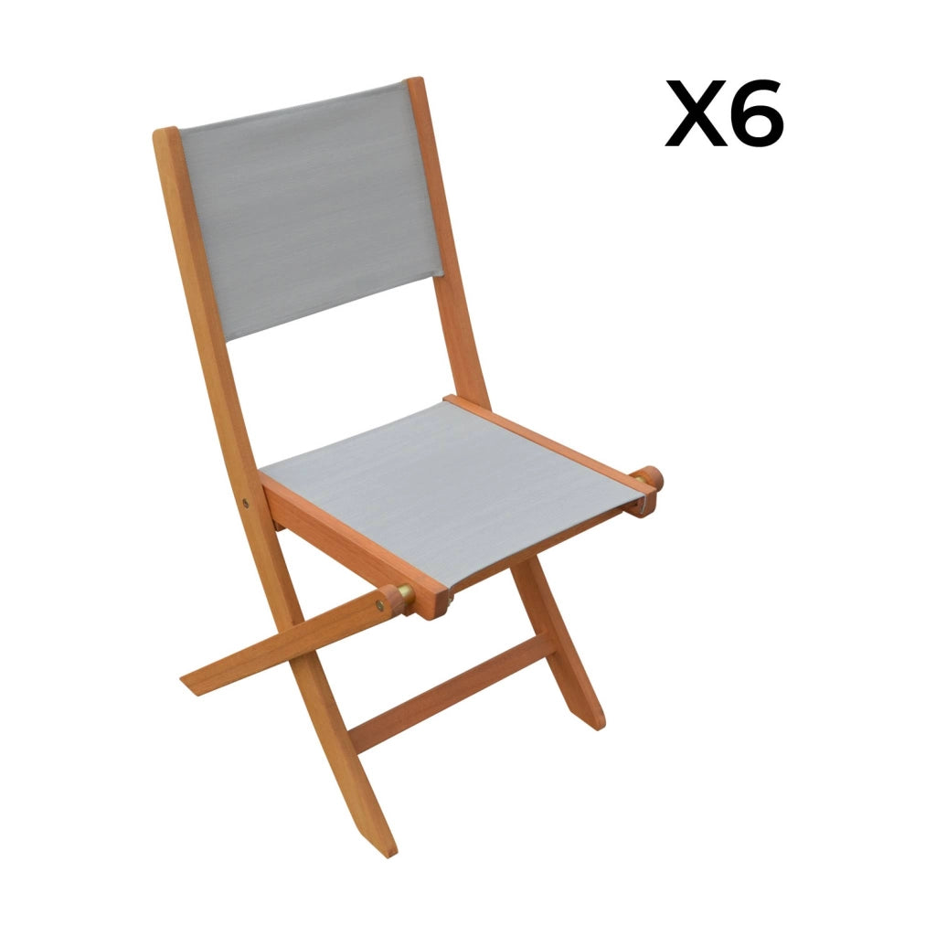 Set tavolo da giardino estensibile in legno di eucalipto con 6 sedie,