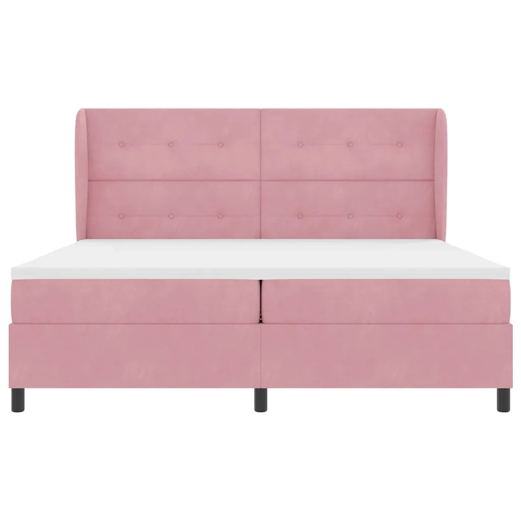Letto a molle con materasso Rosa 200 x 200 cm Velluto 3340951