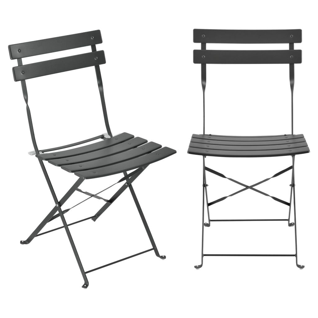Set Bistrot Caprile da Esterno con Tavolino Rotondo e 2 Sedie in Acciaio Grigio Scuro [en.casa]