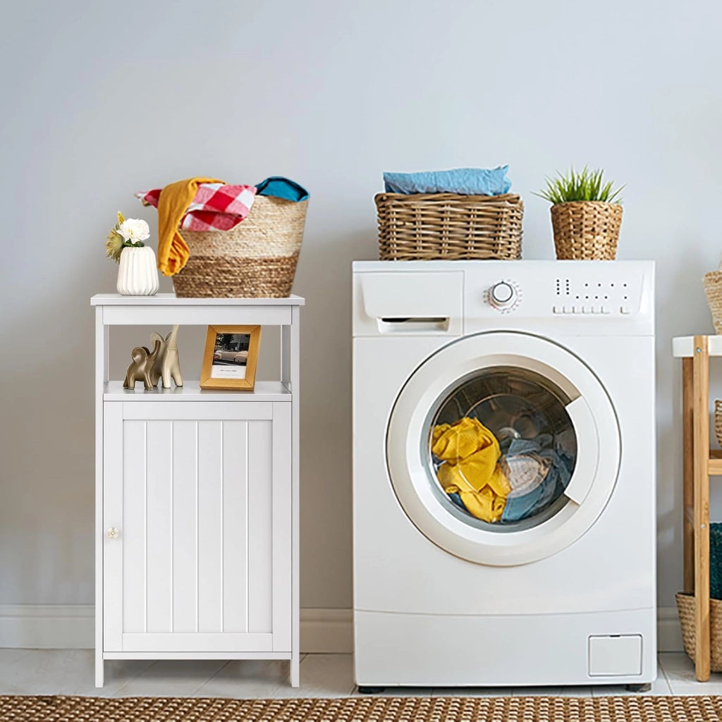 Mobile da Bagno con Ripiano e Armadio a Porta, 45 x 30 x 84 cm, Armadietto da Terra Autoportante in MDF, Armadio d’Archivio per Soggiorno, WC, Camera da Letto, Cucina (Bianco)