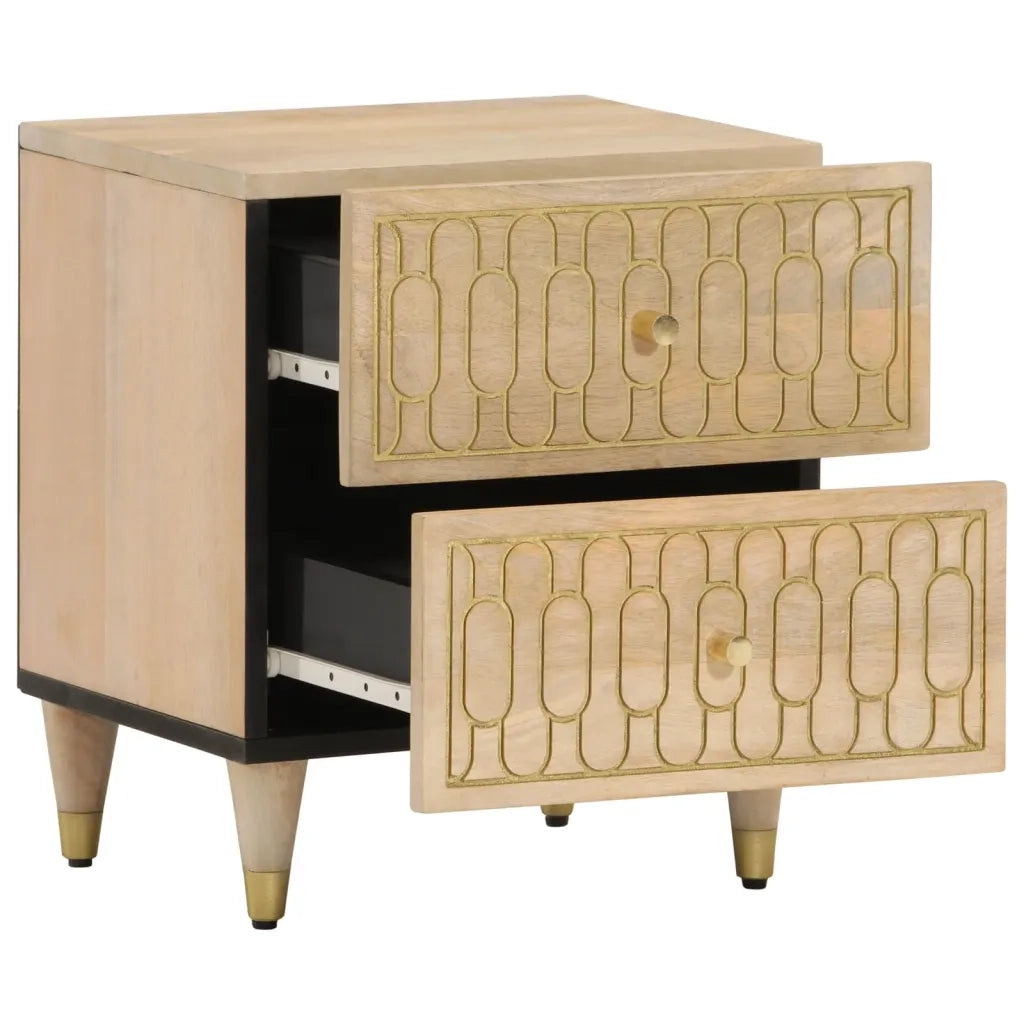 Comodini 2pz-Set di 2 Tavolino da notte 40x33x46 cm in Legno Massello di Mango 393405