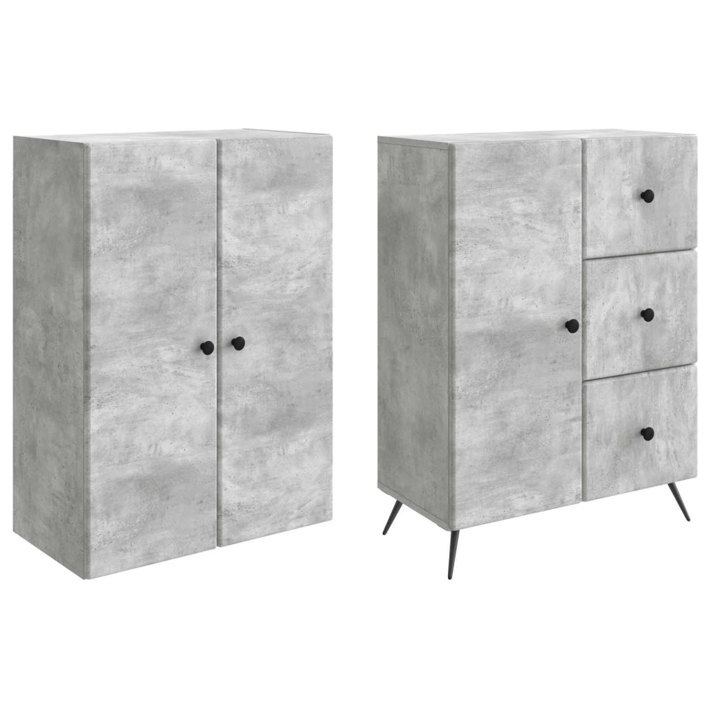 Set di armadi 2 pcs Grigio Cemento Legno ingegnerizzato