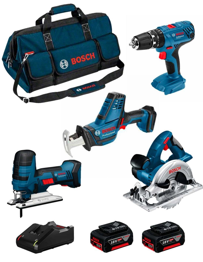 BOSCH Kit 18V BK404BAG (GSA 18 V-LI C + GST 18 V-LI S + GKS 18 V-LI + GSB 18V-21 + 2 x 5,0 Ah + GAL18V-40 + Borsa)
