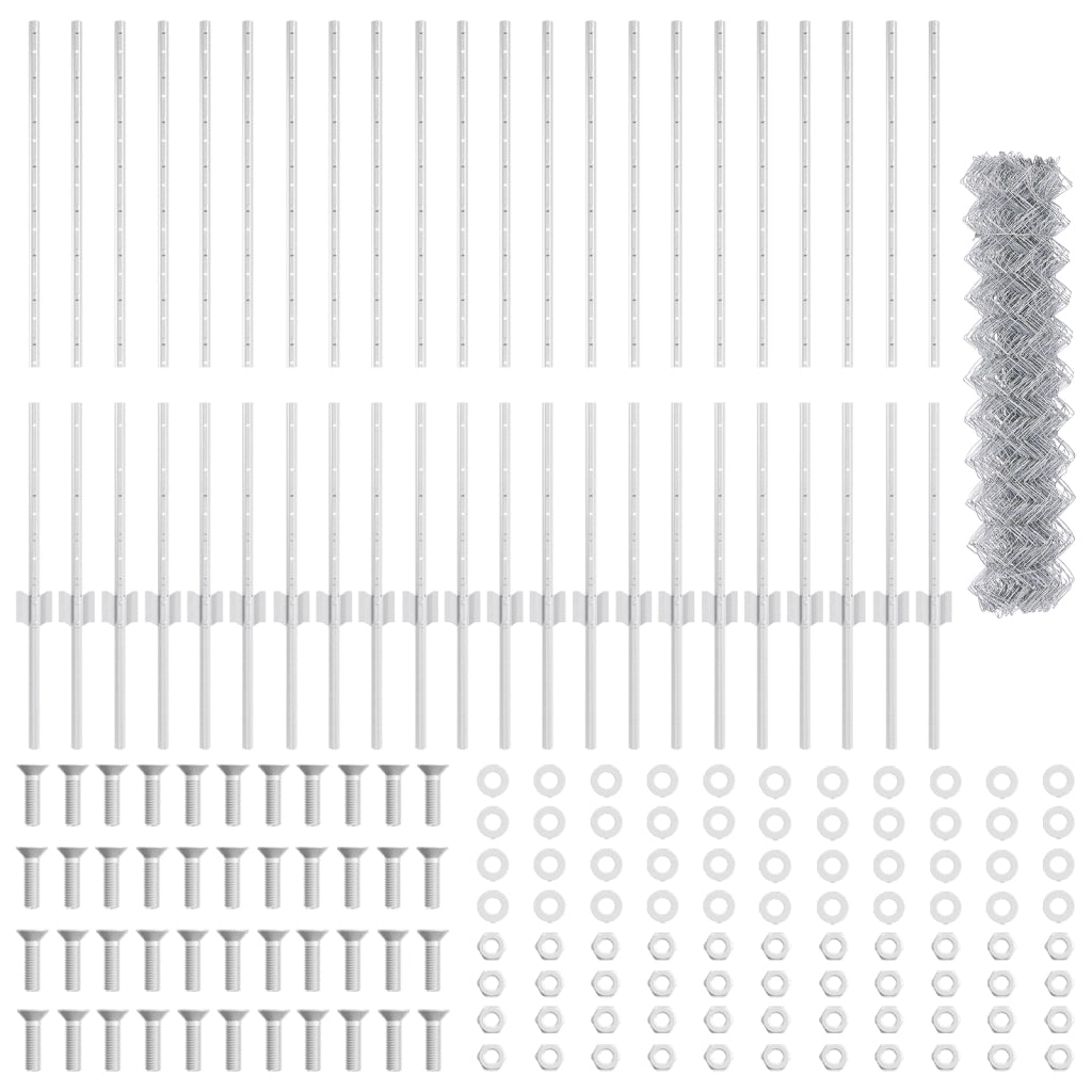 Set di Recinzione da Giardino Set di 2 Acciaio galvanizzato